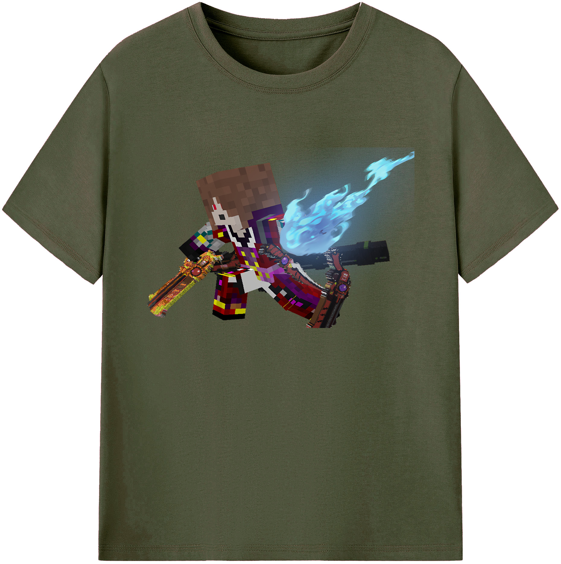 （画像用） マインクラフト ブロックの世界 Minecraft MC Block world 綿100％ メンズ半袖Tシャツ｜肌触りやわらか＆通気性